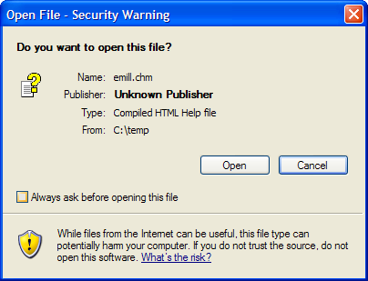 eMill documentation open dialog